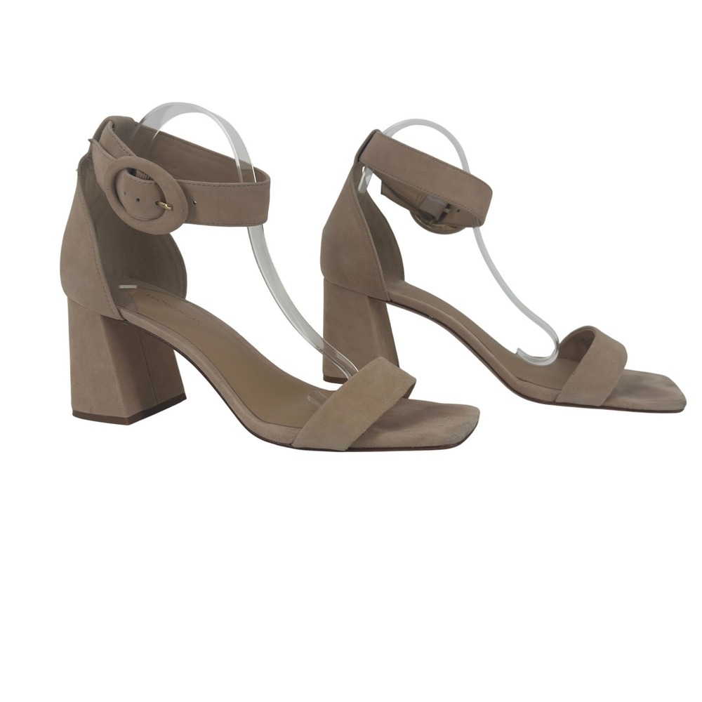 Antonio Melani Nude Suede Square Toe Block Heel Sandals 12M